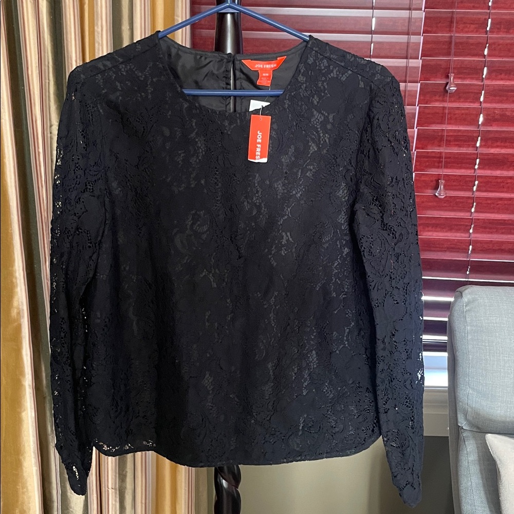 NWT Joe Fresh Black Lace Top